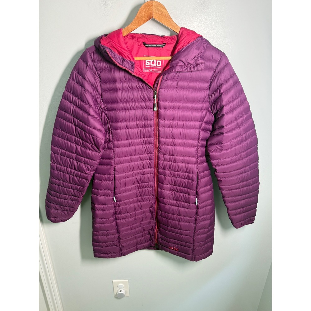 Stio Pinion Down Parka Womens Medium Purple Pertex Quantum Hooded Puffer Jacket